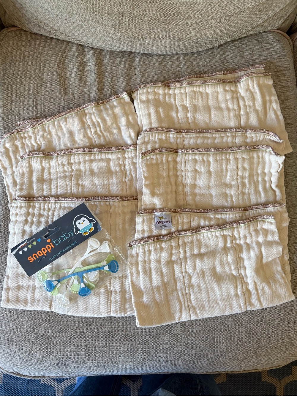 Osocozy Cream Muslin Diaper Covers with Snappi Fasteners